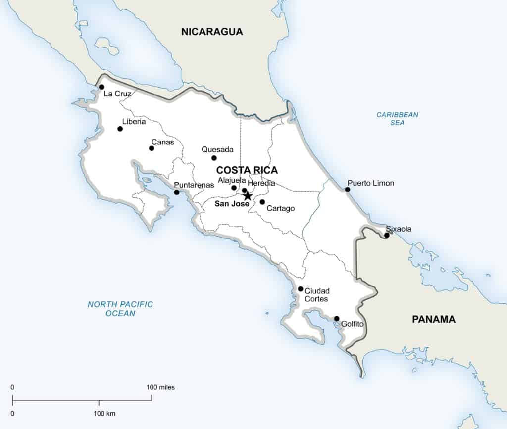 Costa Rica Coffee Map