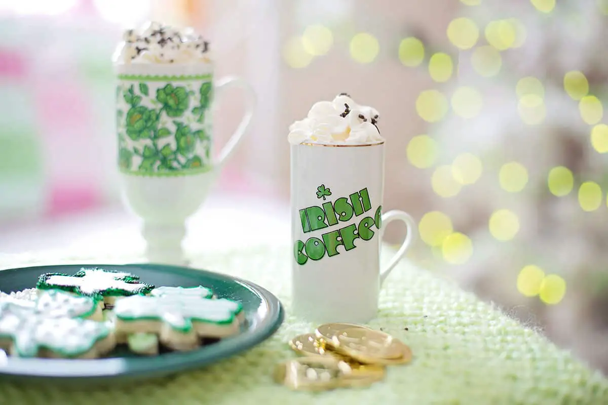 Glass of Irish coffee representing the drink's history in Ireland