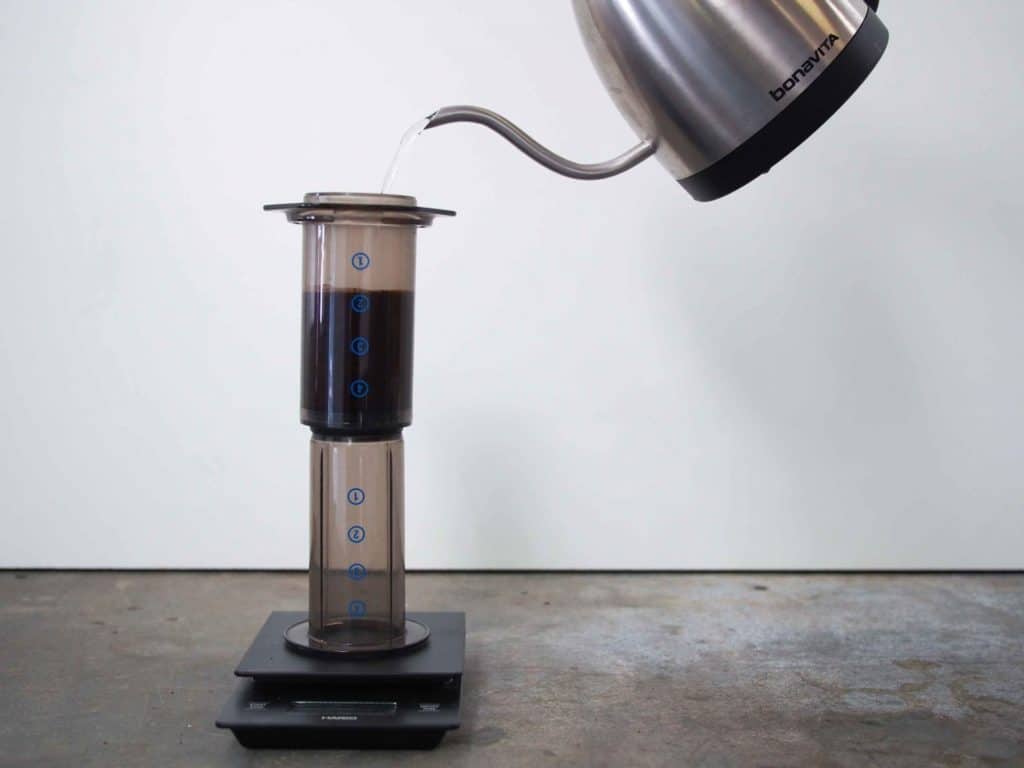 Aeropress with Coffee Scale